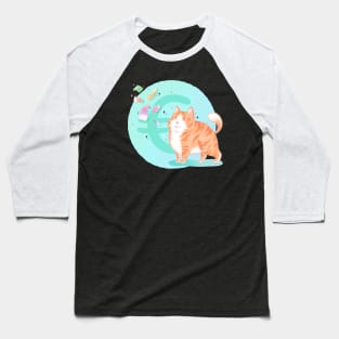 Euro-cat (version with turquoise background) Baseball T-Shirt